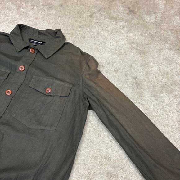 Vintage American Apparel Army Green Button Up Faded Shirt Twill M Made in USA - Picture 9 of 12